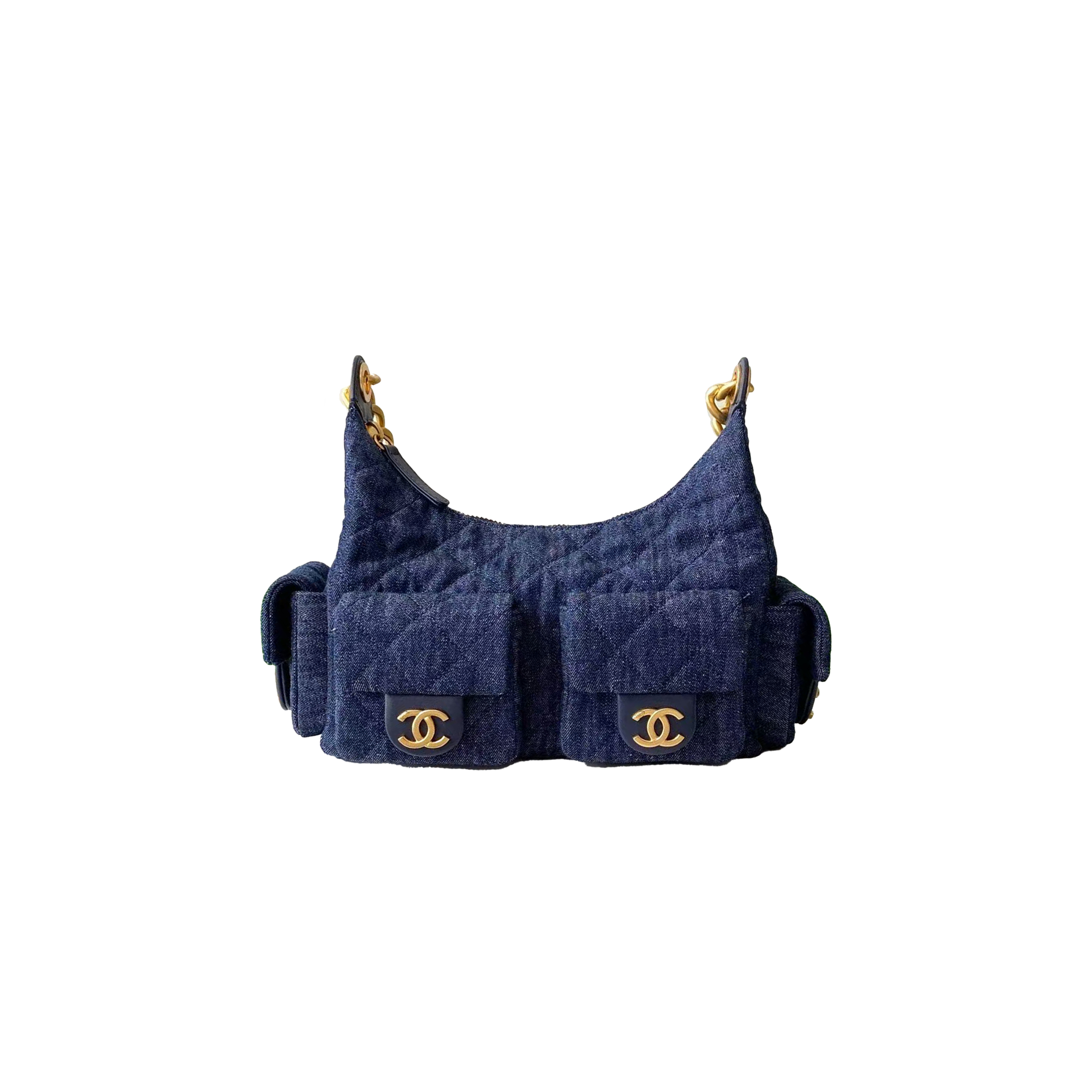 CHANEL 25C HOBO HIPPIE BAG DARK DENIM BLUE AS5339 (31*22*15cm)